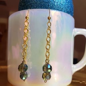 Blue Gray Aurora Borealis Crystal Earrings